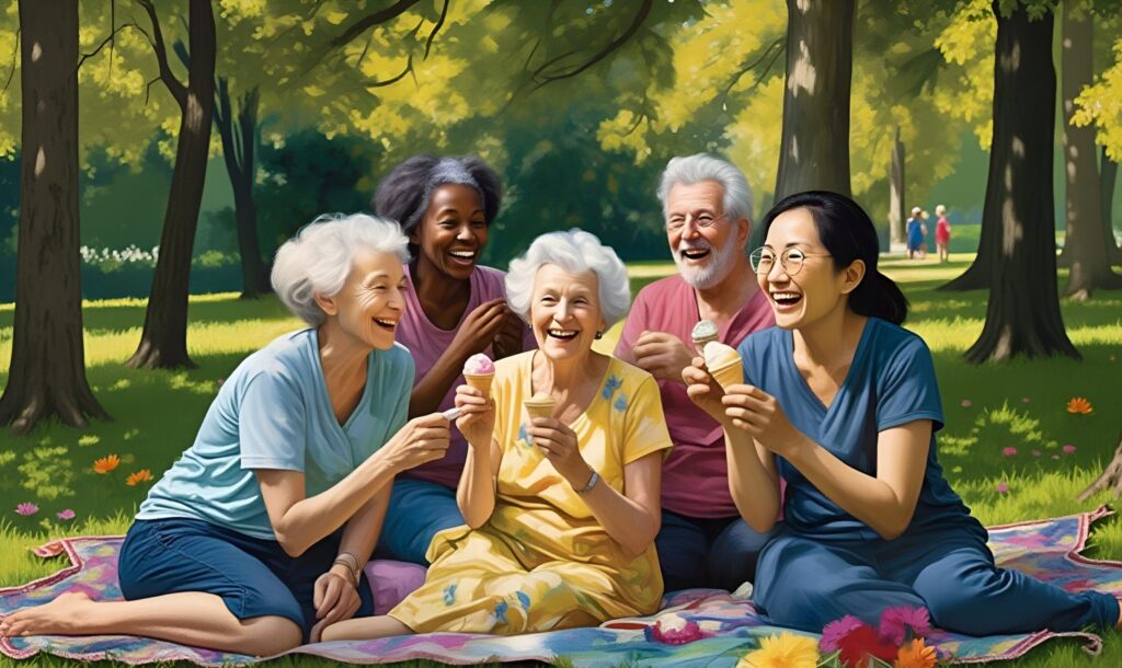 Ilustração representando a felicidade e o bem-estar emocional